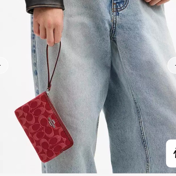 BNNW Faye Shoulder Bag & Corner Zip Wristlet in Denim Red🍒❤️